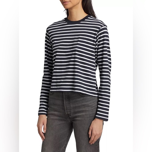 ATM Anthony Thomas Melillo NWT Stripe Jersey Cotton T-Shirt Navy White Small - Picture 3 of 12